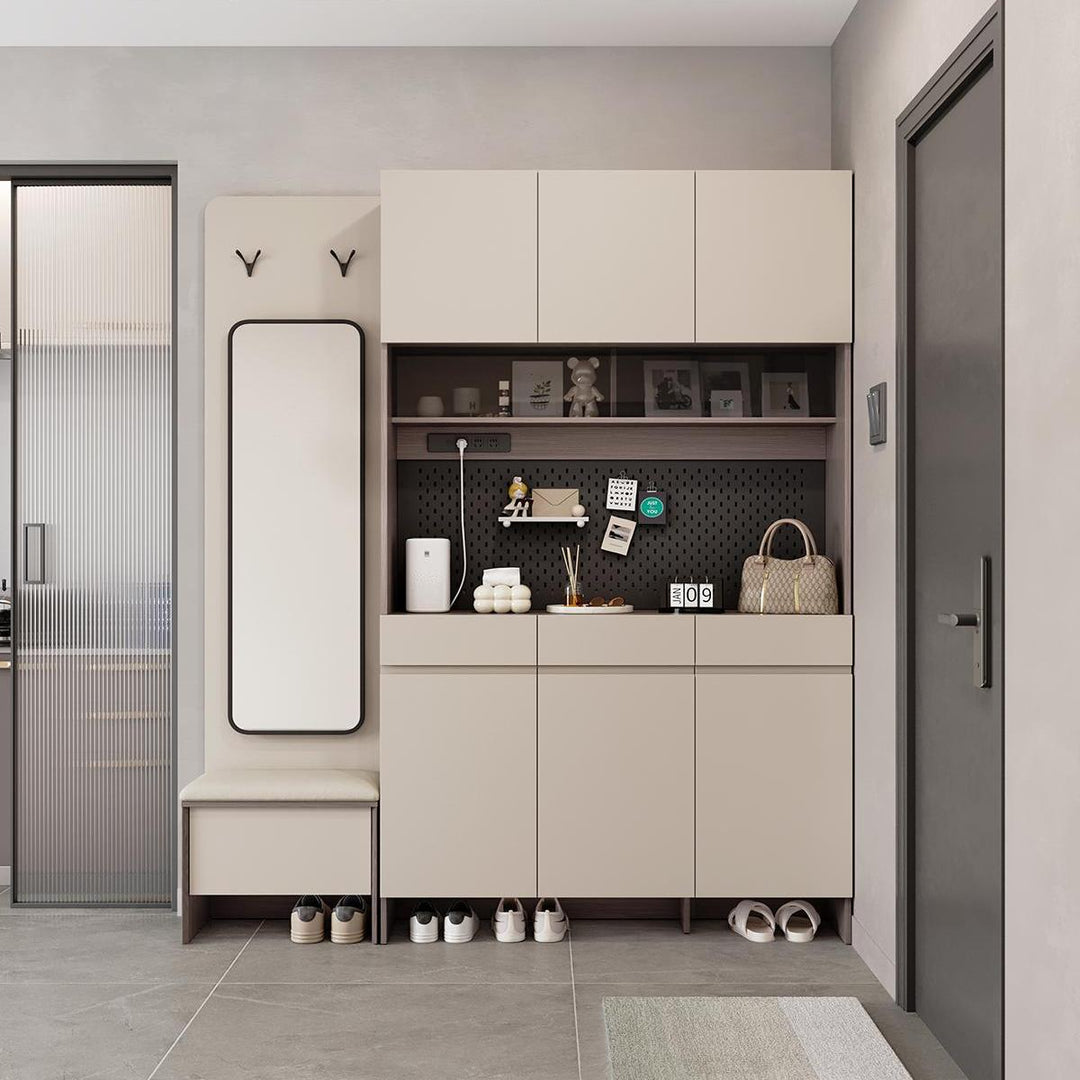 CAPE Three Door Coffee Color Shoe Cabinet