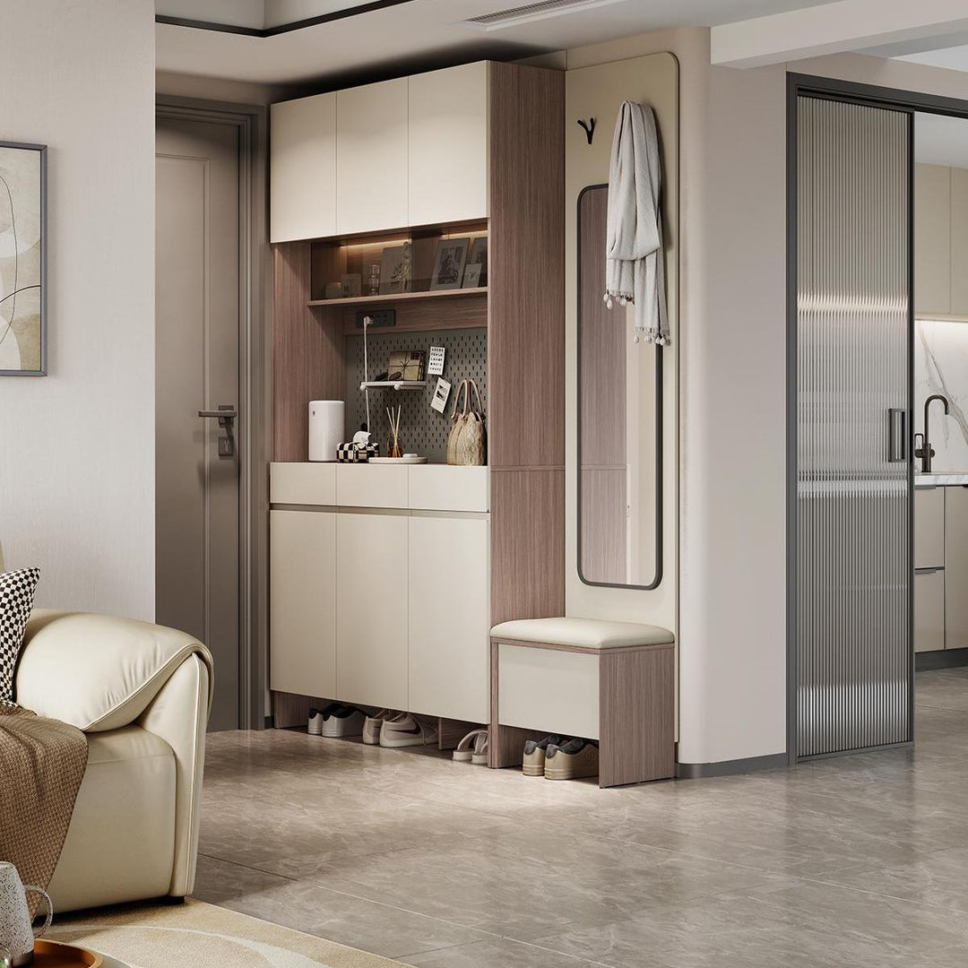 CAPE Three Door Coffee Color Shoe Cabinet