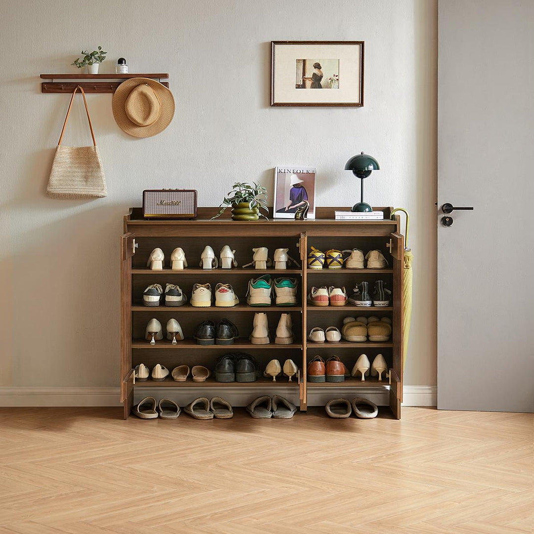 JENSEN Walnut Slatted Shoe Cabinet