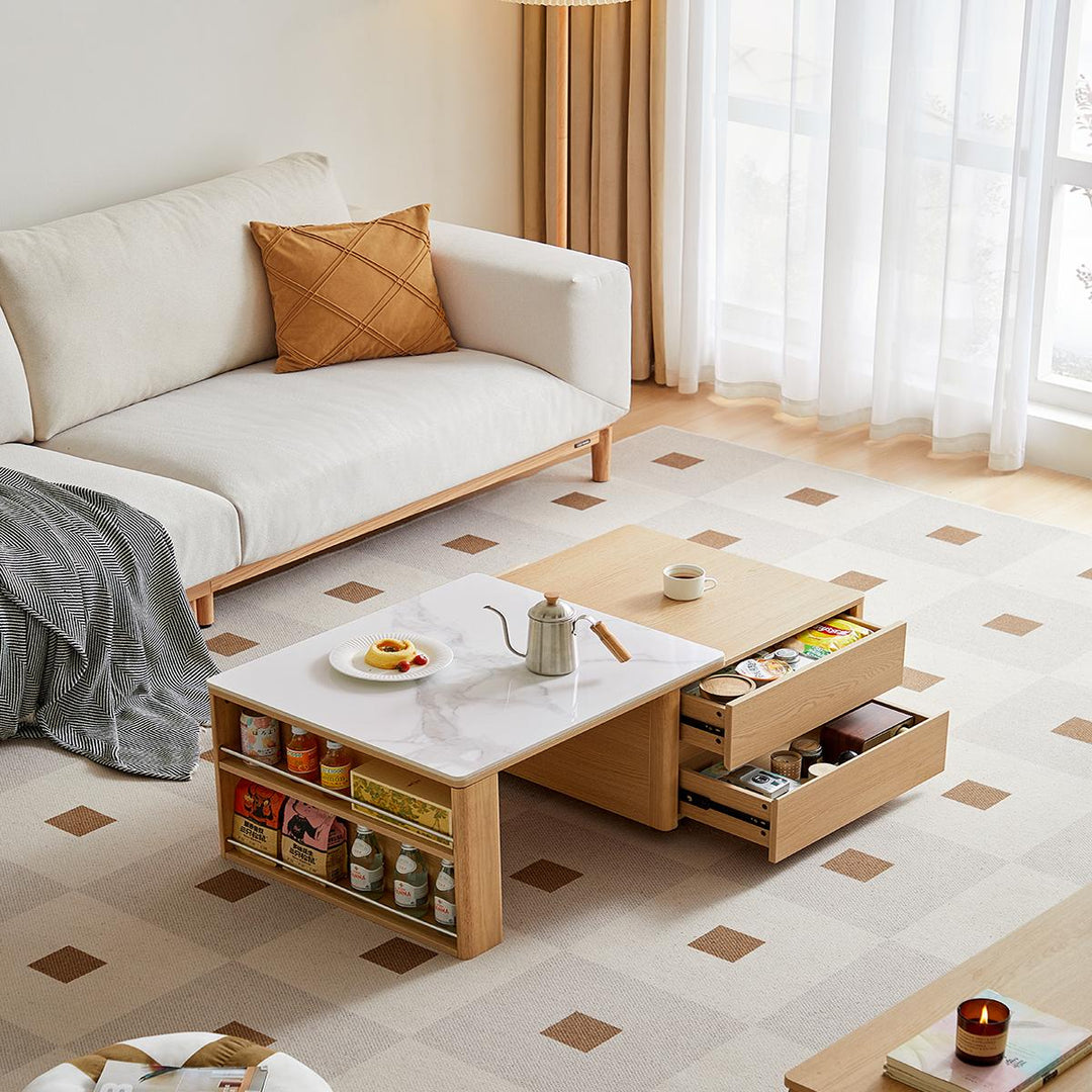 SRILANKA Extendable Wood & Stone Coffee Table