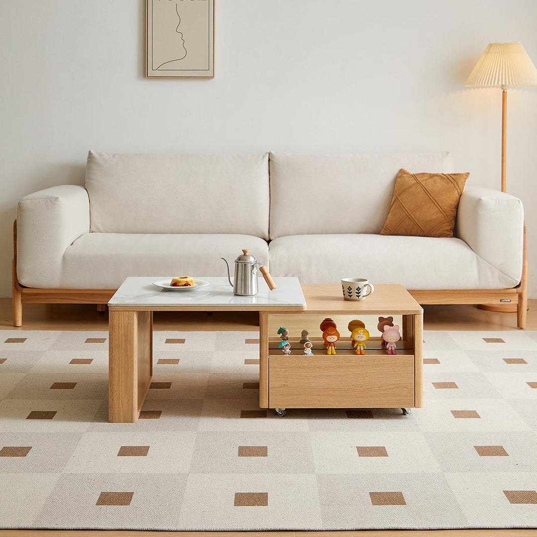 SRILANKA Extendable Wood & Stone Coffee Table