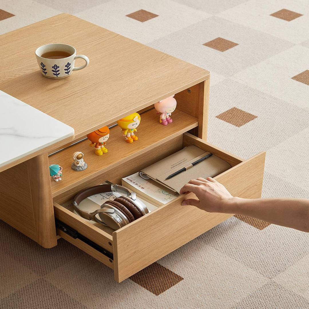 SRILANKA Extendable Wood & Stone Coffee Table