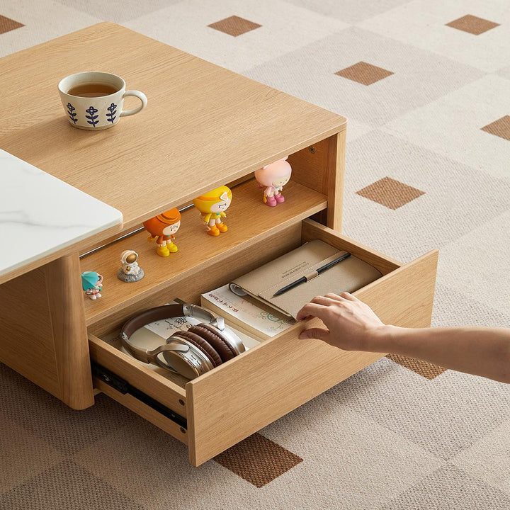 SRILANKA Extendable Wood & Stone Coffee Table