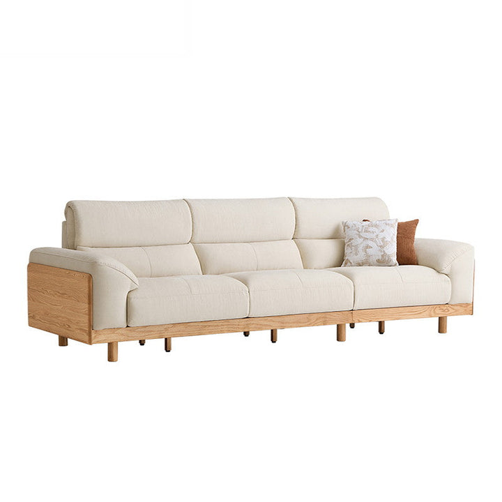 AUGUST Wood Color and White Solid Wood Sofa wood color + white 1+3 Seater
