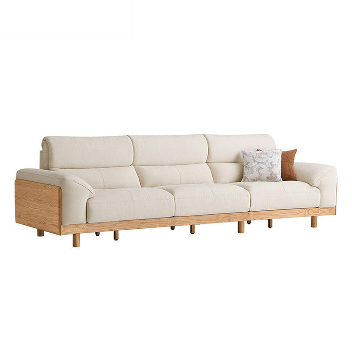 AUGUST Wood Color and White Solid Wood Sofa wood color + white 1.5+3.5 Seater