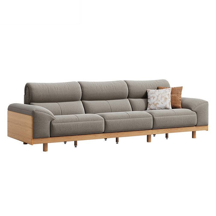 AUGUST Wood Color and White Solid Wood Sofa wood color + grey 1.5+3.5 Seater