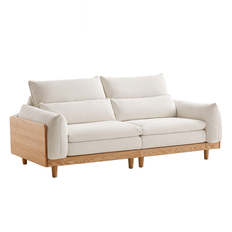 AUGUSTINE Wood Color and White Solid Wood Sofa