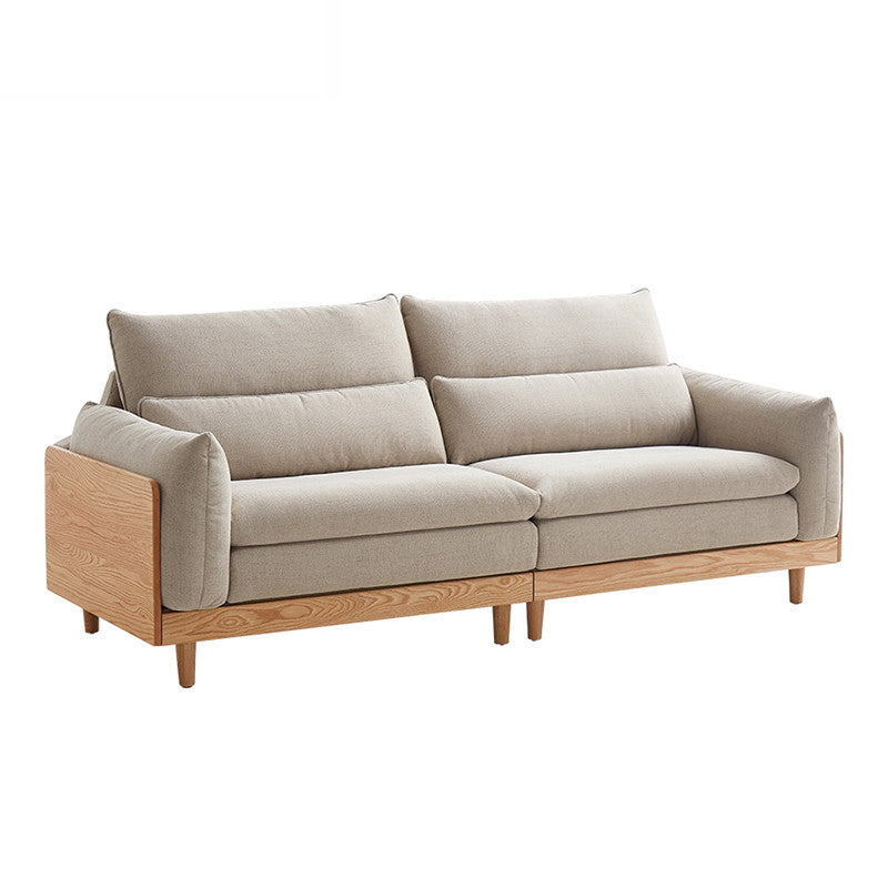 AUGUSTINE Wood Color and White Solid Wood Sofa