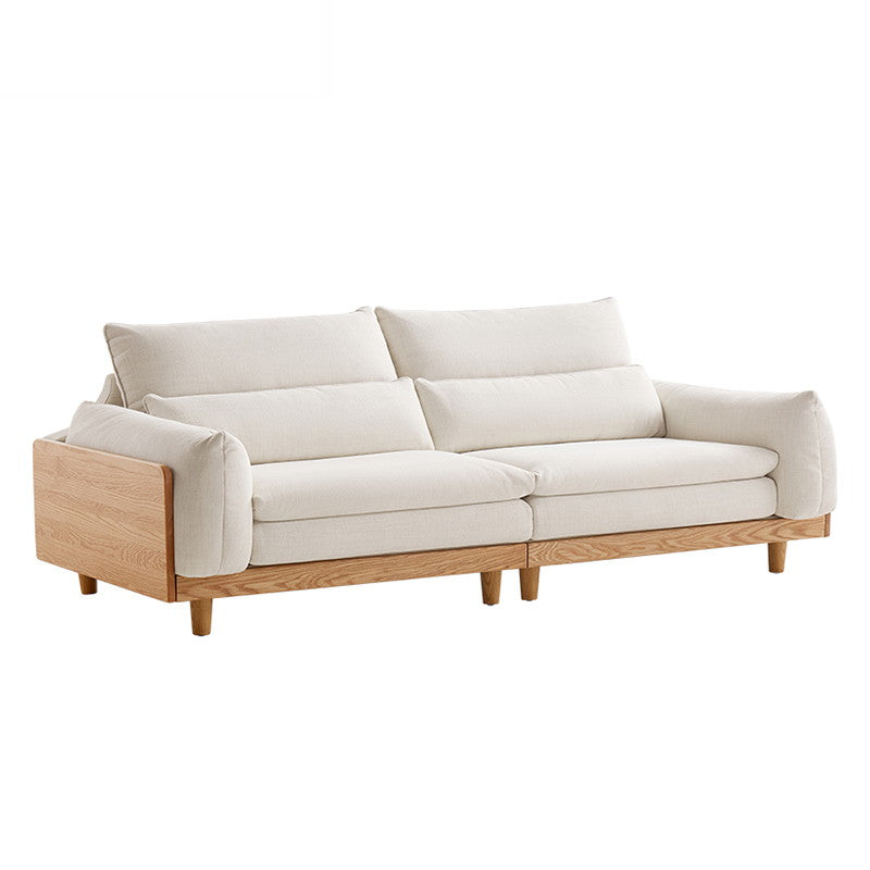 AUGUSTINE Wood Color and White Solid Wood Sofa