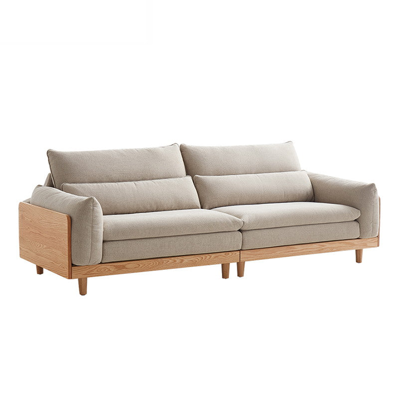 AUGUSTINE Wood Color and White Solid Wood Sofa