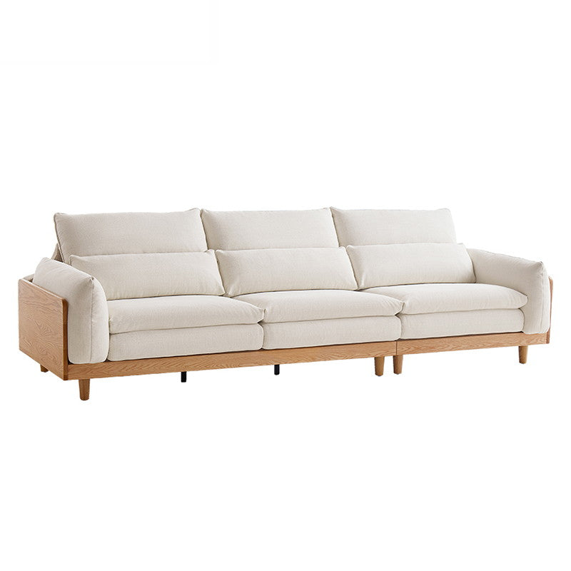 AUGUSTINE Wood Color and White Solid Wood Sofa