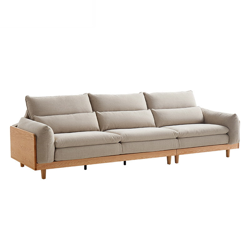 AUGUSTINE Wood Color and White Solid Wood Sofa
