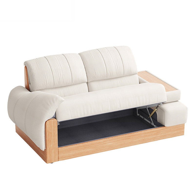 AZARIA Wood Color and White Solid Wood Sofa