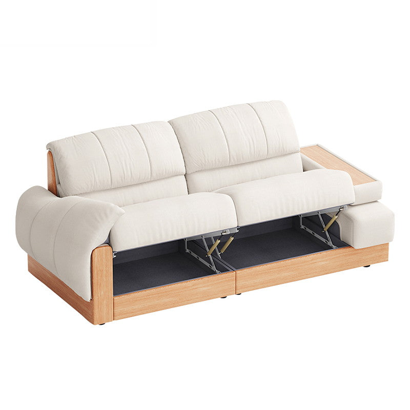 AZARIA Wood Color and White Solid Wood Sofa