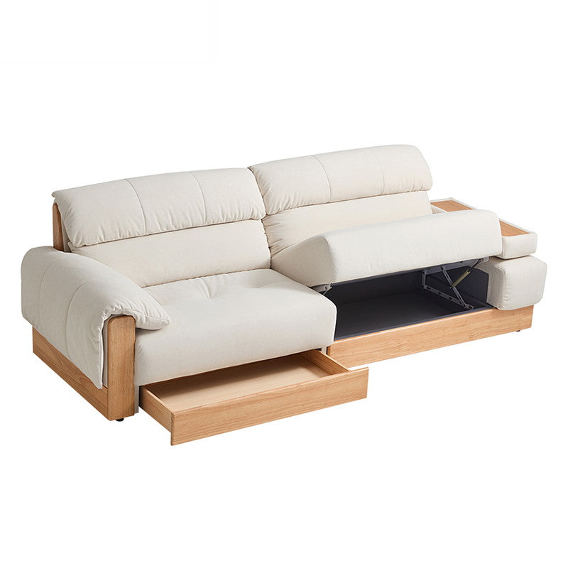 AZARIA Wood Color and White Solid Wood Sofa