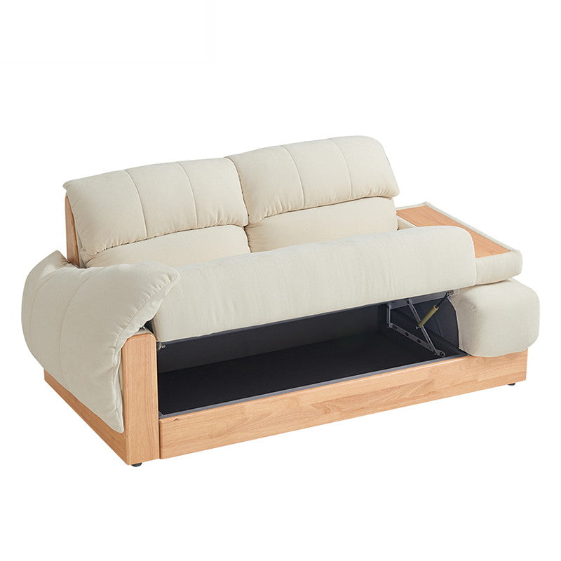 AZARIA Wood Color and White Solid Wood Sofa