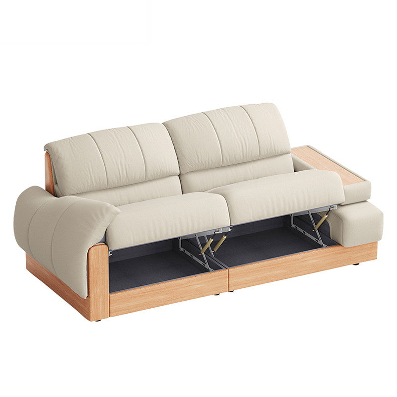 AZARIA Wood Color and White Solid Wood Sofa