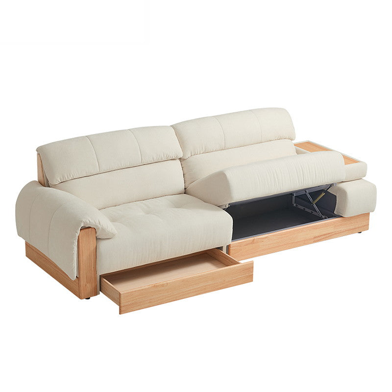 AZARIA Wood Color and White Solid Wood Sofa