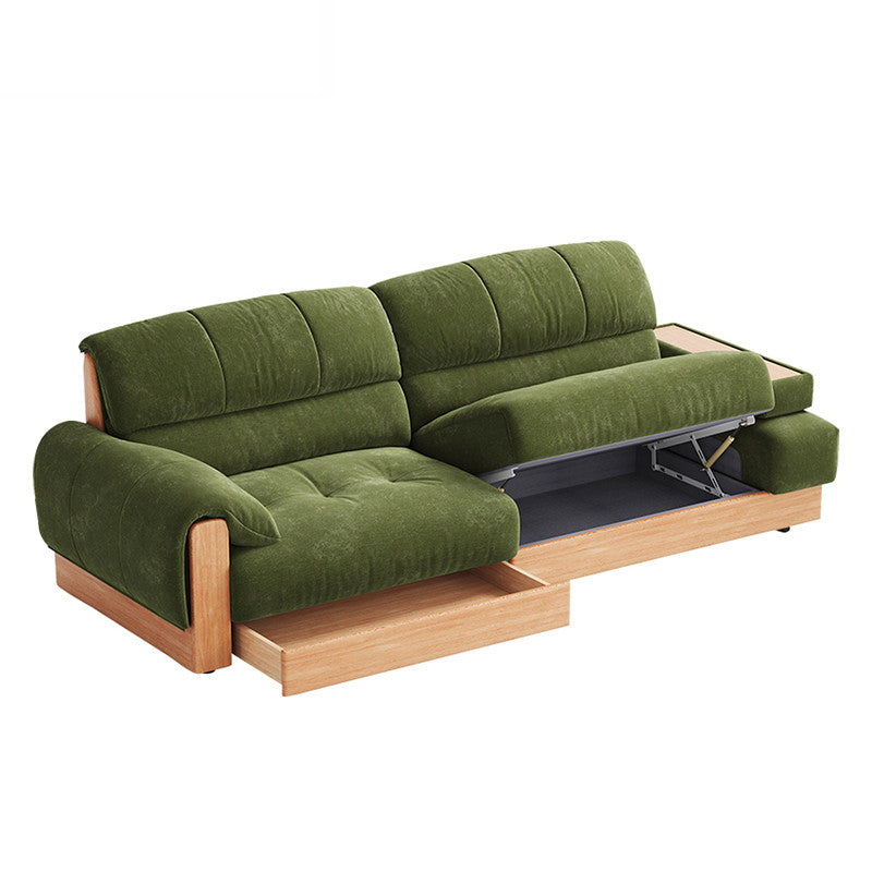 AZARIA Wood Color and White Solid Wood Sofa