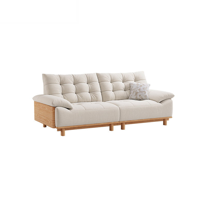 BARBARA Wood Color and White Solid Wood Sofa
