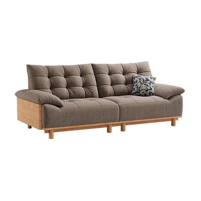 BARBARA Wood Color and White Solid Wood Sofa wood color + grey 2.44m