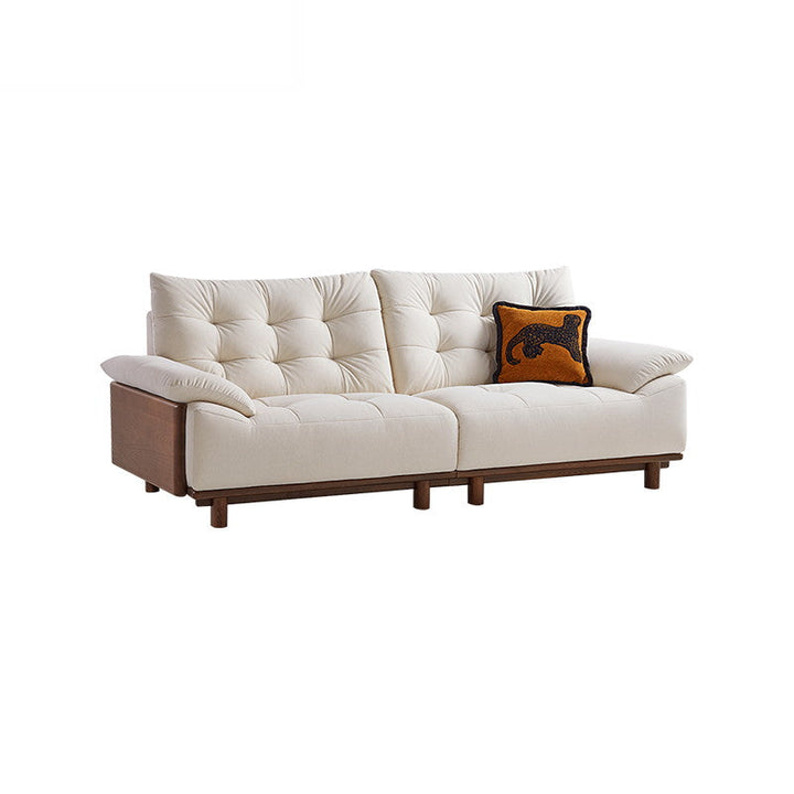BARBARA Wood Color and White Solid Wood Sofa brown + white 2.44m
