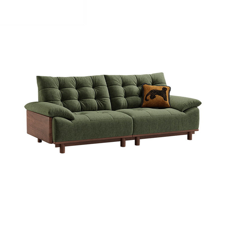 BARBARA Wood Color and White Solid Wood Sofa brown + green 2.44m