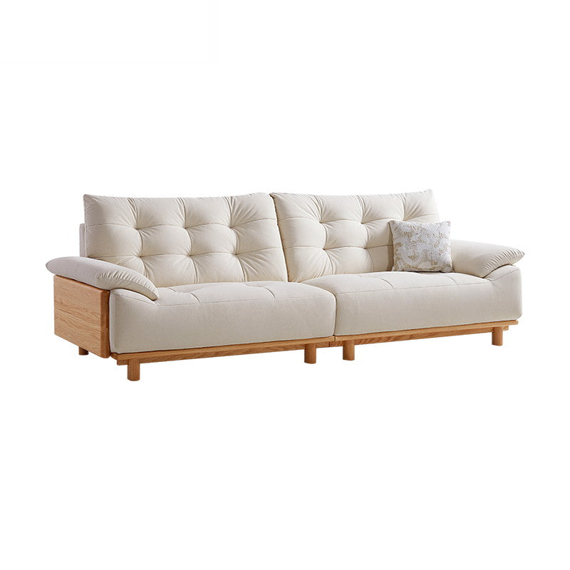 BARBARA Wood Color and White Solid Wood Sofa