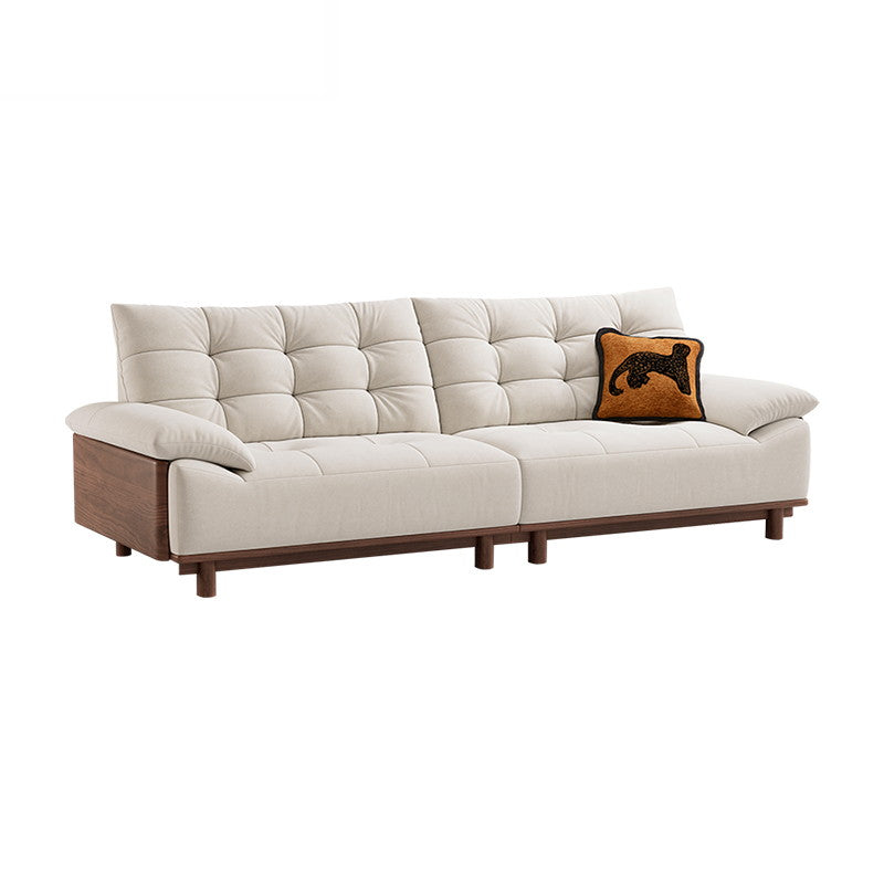 BARBARA Wood Color and White Solid Wood Sofa