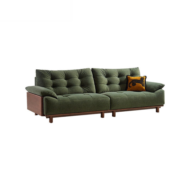 BARBARA Wood Color and White Solid Wood Sofa brown + green 2.84m