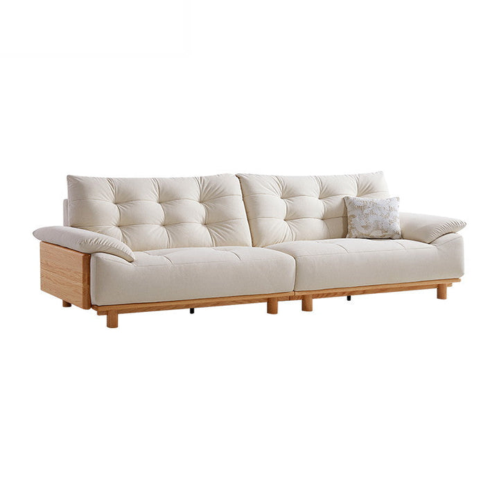 BARBARA Wood Color and White Solid Wood Sofa wood color + white 3.24m