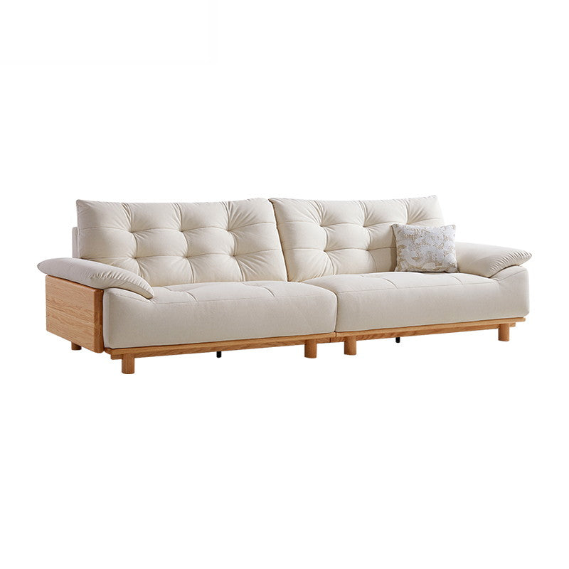 BARBARA Wood Color and White Solid Wood Sofa