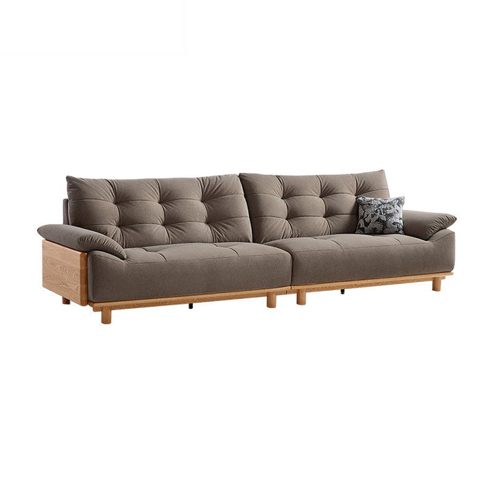 BARBARA Wood Color and White Solid Wood Sofa wood color + grey 3.24m