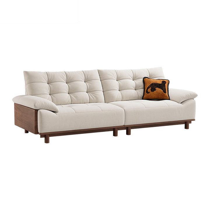 BARBARA Wood Color and White Solid Wood Sofa brown + white 3.24m