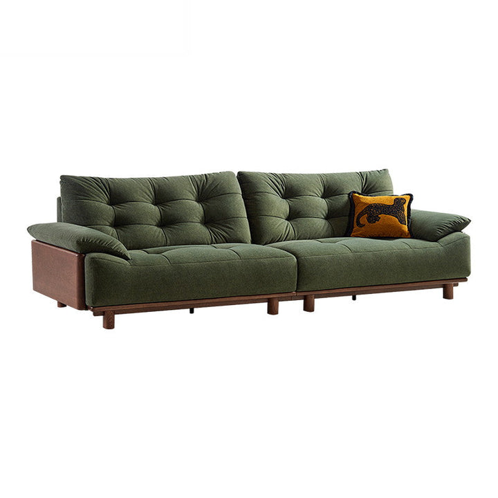 BARBARA Wood Color and White Solid Wood Sofa brown + green 3.24m
