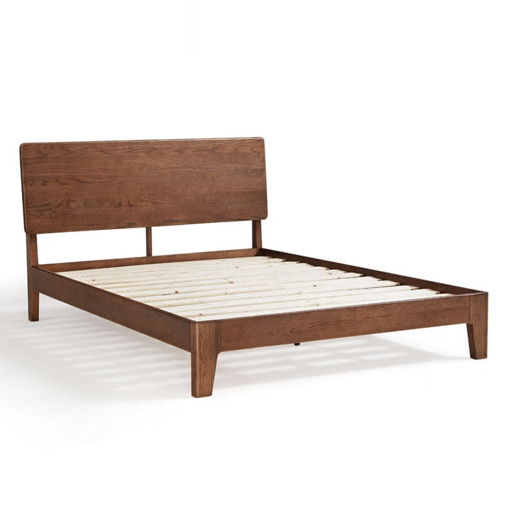 LAHO Wood Color Solid Wood Queen Bed coffee Skeleton
