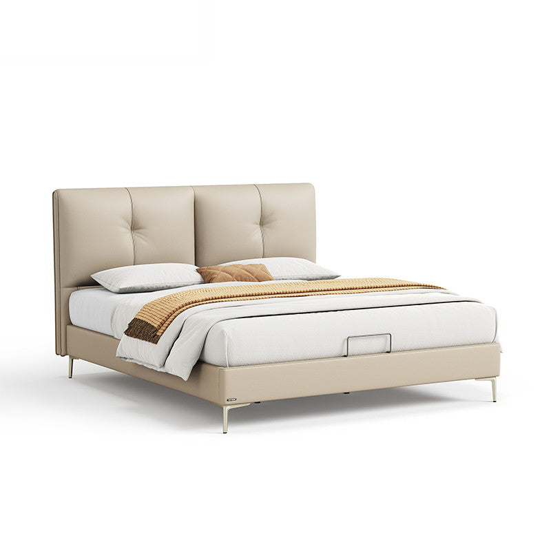 CORMAC Brown High Legged Leather Bed