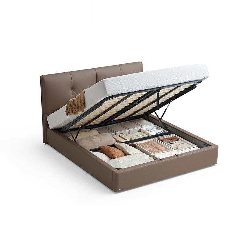 CORMAC Brown High Legged Leather Bed