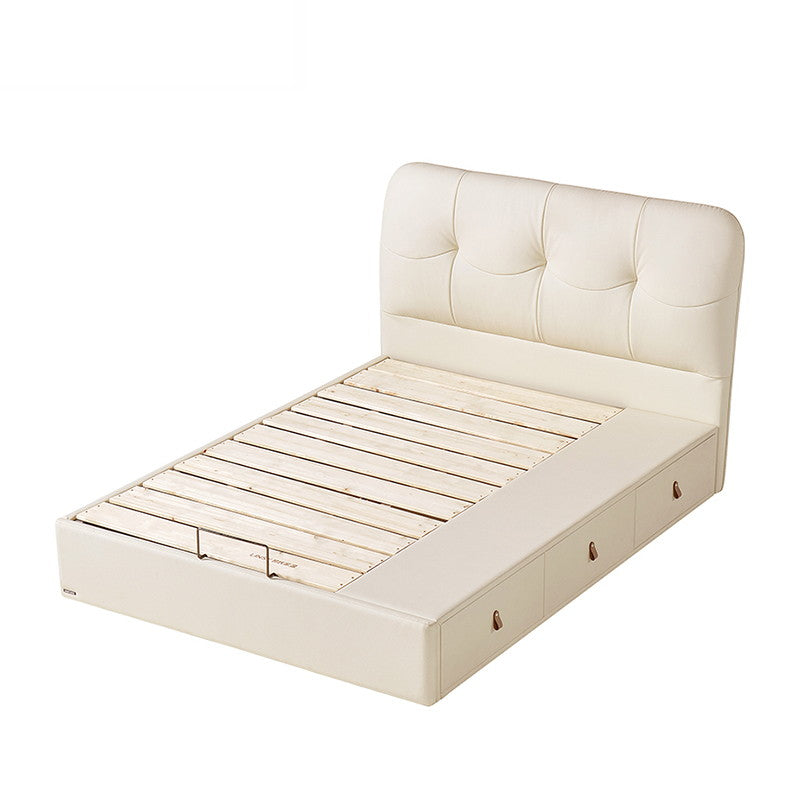 CURTIS White Leather Bed
