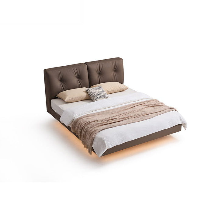 DAKOTA Dark Brown Floating With Light Leather Bed