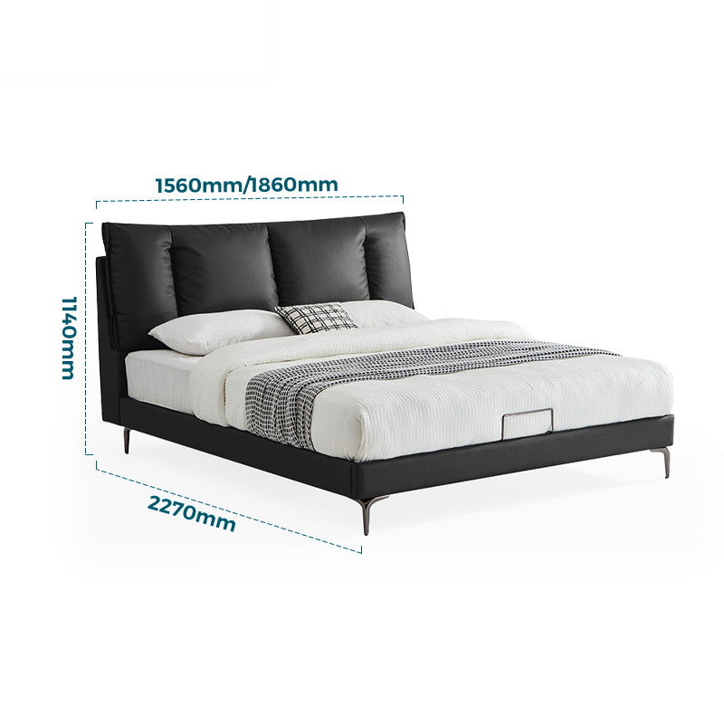 DANIELA Black Leather Bed