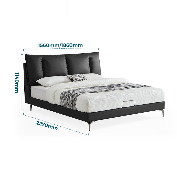 DANIELA Black Leather Bed