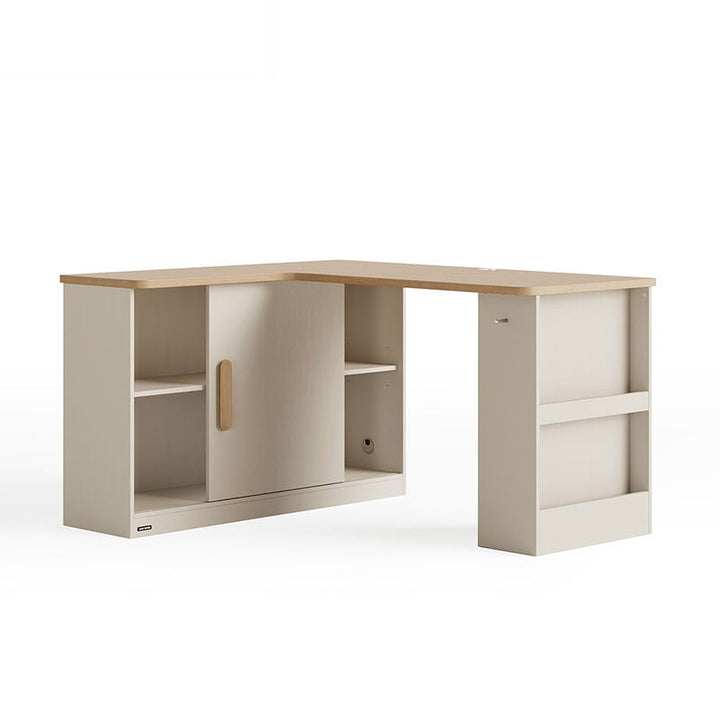 GORDON 140cm Corner Storage Desk Wood Color + Grey
