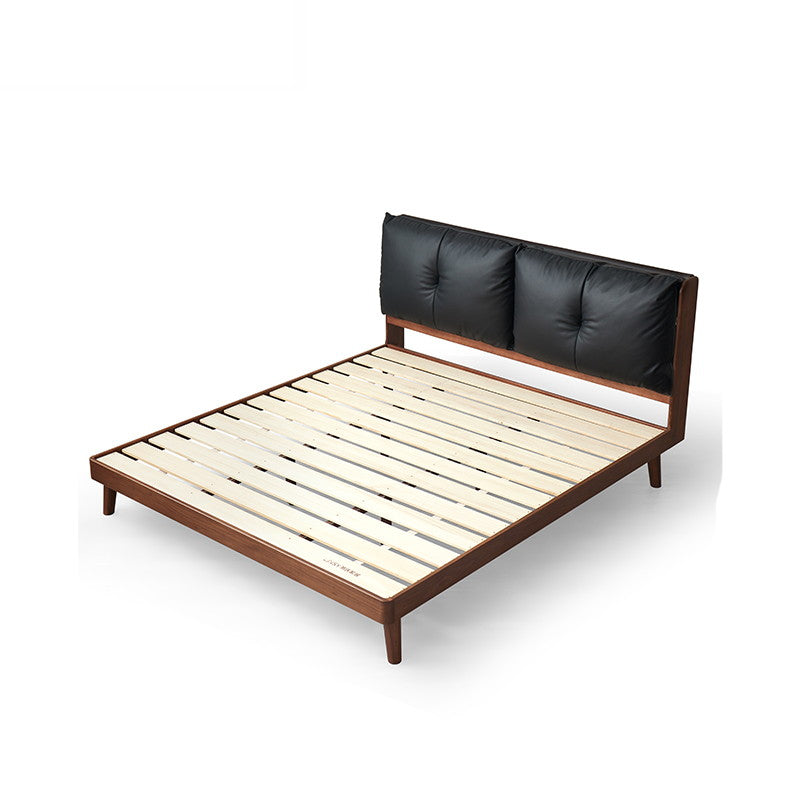 GIUSEPPE Walnut and Black Solid Wood Bed