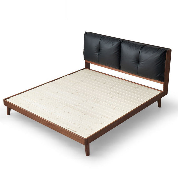 GIUSEPPE Walnut and Black Solid Wood Bed