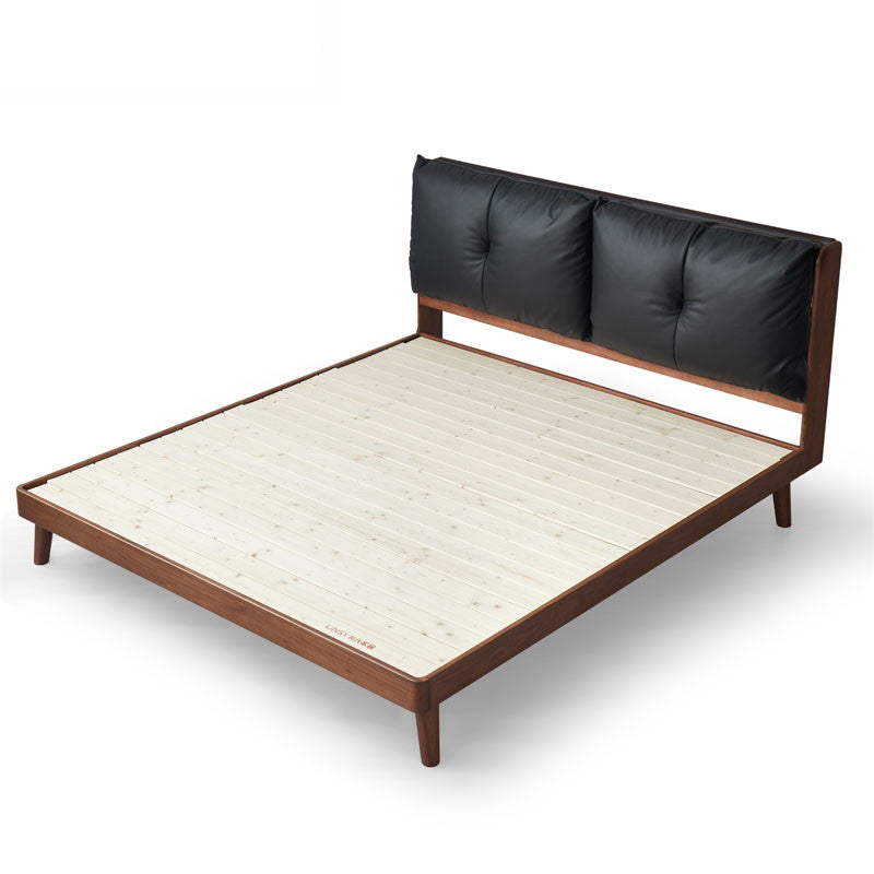 GIUSEPPE Walnut and Black Solid Wood Bed