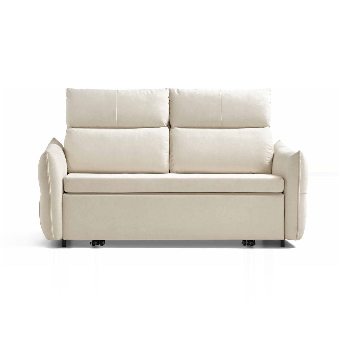 A cream-colored sofa isolated on a white background.