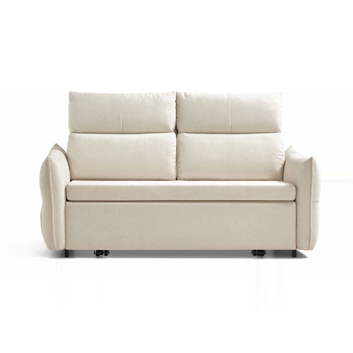 A cream-colored sofa isolated on a white background.