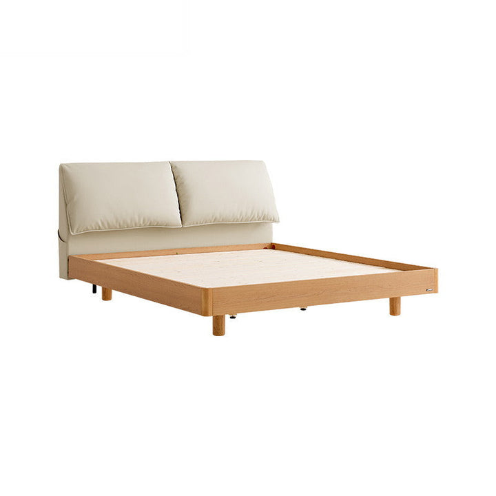 JANELLE Wood Color Panel Queen Bed wood color Planking With Headboard