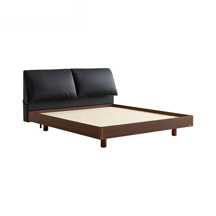JANELLE Wood Color Panel Queen Bed walnut Planking With Headboard